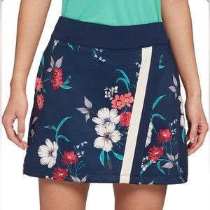 Lady Hagen Garden Floral Navy Blue Contrast Wrap Golf Skort with built-in shorts
